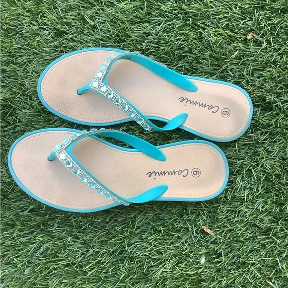 Blue Casual Sandals with Cushioned Footbed - Picture 3 of 5